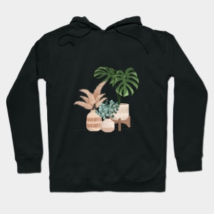 Monstera Plant Illustration Hoodie